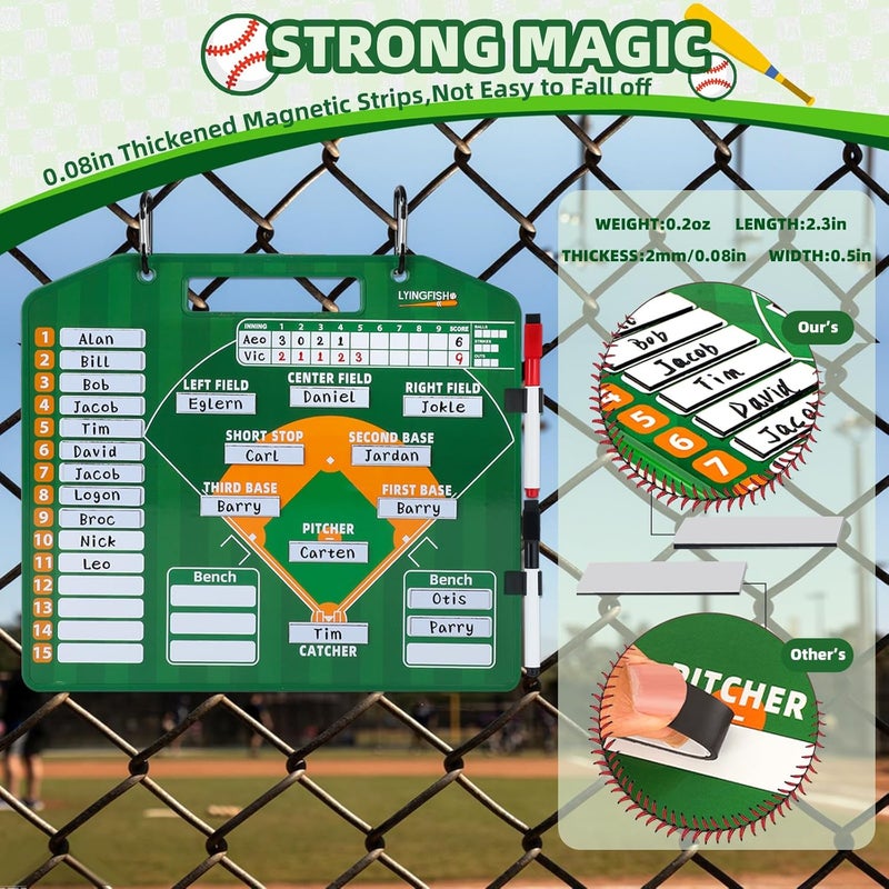 LYINGFISH Baseball Lineup Magnets, 40Pcs 0.51 x 2.31 Inch Strong Magnetism Magnetic Baseball Lineup Board Reusable Magnets for Baseball Lineup Board Free Movement Softball Magnetic Lineup Board for Dugout - Image 4